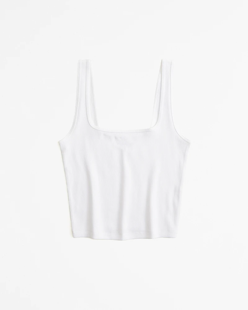 Cropped Squareneck Rib Tank