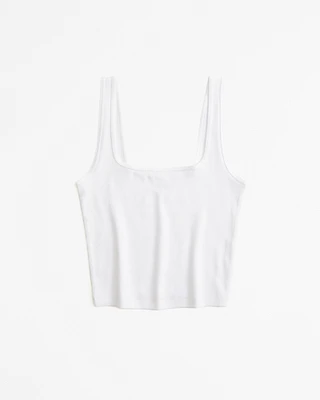 Cropped Squareneck Rib Tank