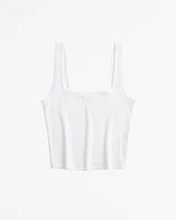 Cropped Squareneck Rib Tank