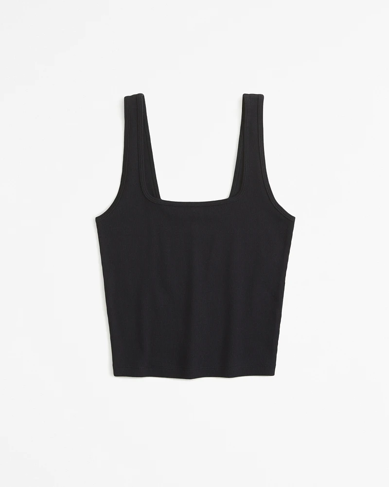 Cropped Squareneck Rib Tank