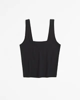 Cropped Squareneck Rib Tank