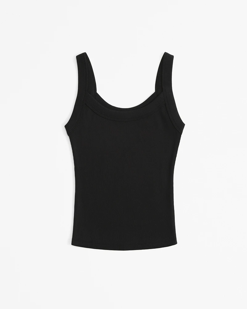 Essential Tuckable Straight-Neck Rib Tank