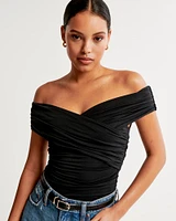 Off-The-Shoulder Ruched Wrap Top