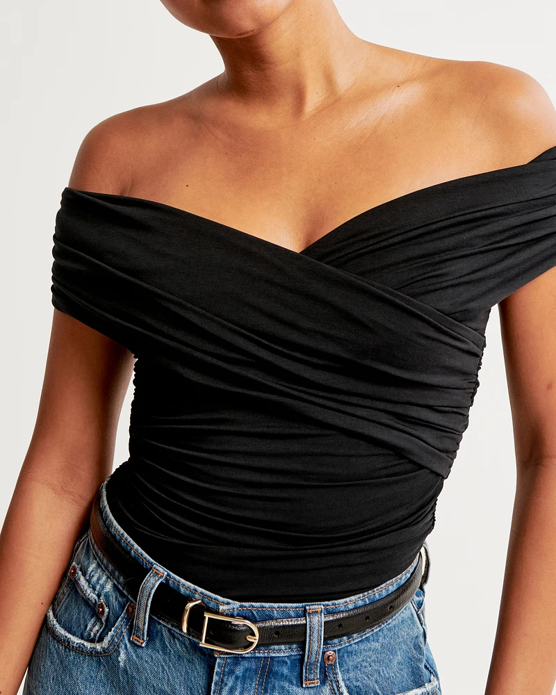 Off-The-Shoulder Ruched Wrap Top