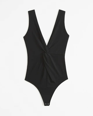 Glossy Rib Plunge Twist Bodysuit