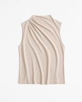Sleeveless Grown-On Mockneck Top
