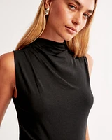 Sleeveless Grown-On Mockneck Top