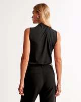 Sleeveless Grown-On Mockneck Top