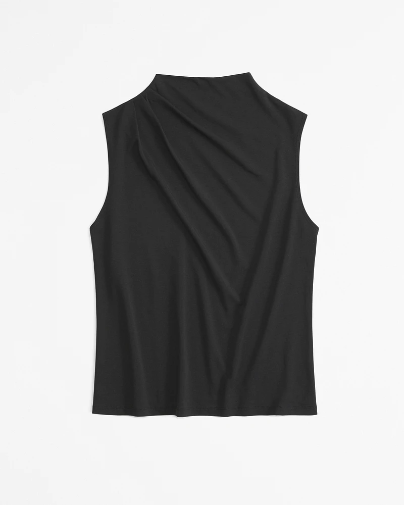 Sleeveless Grown-On Mockneck Top