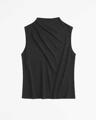 Sleeveless Grown-On Mockneck Top