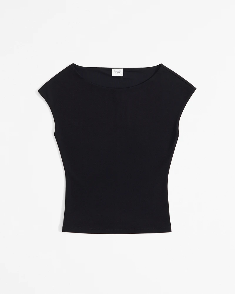 Stretch Crepe Boatneck Top