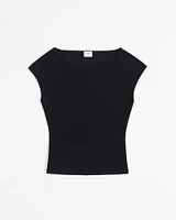 Stretch Crepe Boatneck Top