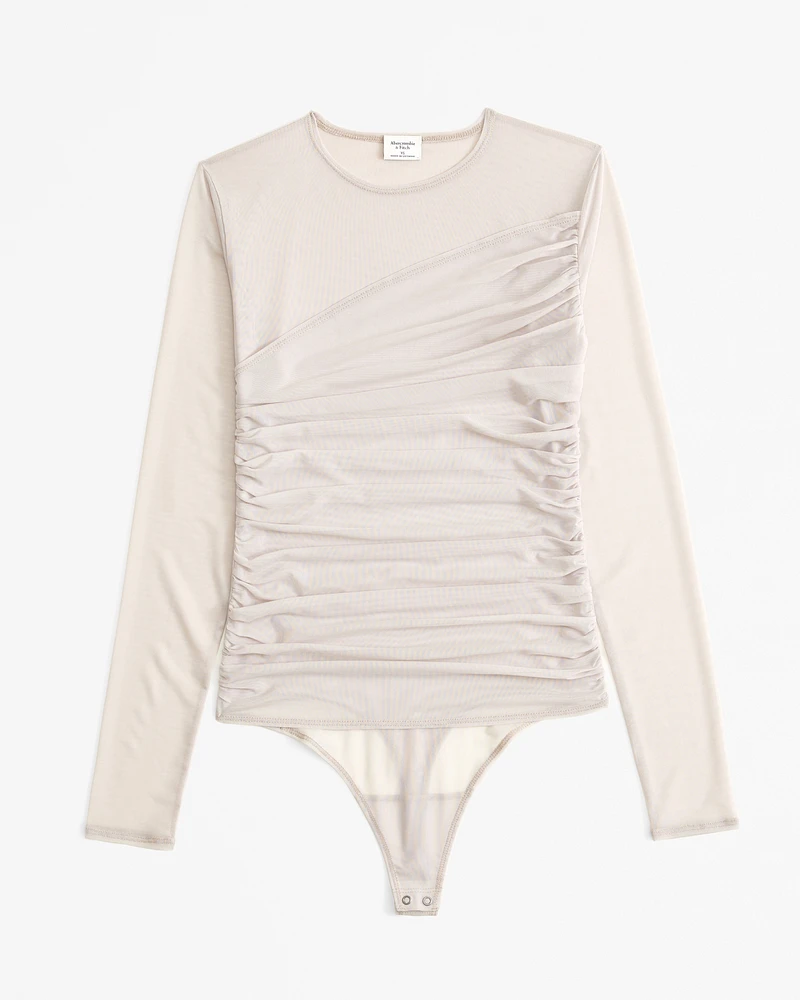 Long-Sleeve Layered Mesh Bodysuit