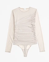 Long-Sleeve Layered Mesh Bodysuit