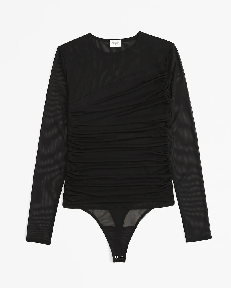 Long-Sleeve Layered Mesh Bodysuit