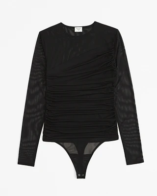 Long-Sleeve Layered Mesh Bodysuit