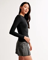 Long-Sleeve Wide Rib Slash Top