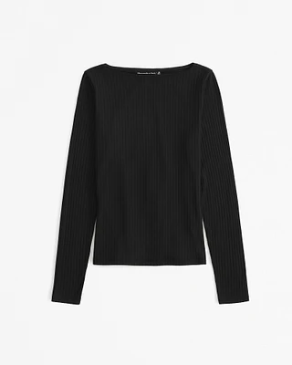 Long-Sleeve Wide Rib Slash Top