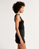 Mesh Ruched Slash Top