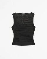 Mesh Ruched Slash Top