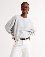 Long-Sleeve Oversized Dolman Waffle Tee