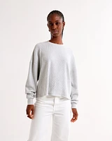 Long-Sleeve Oversized Dolman Waffle Tee