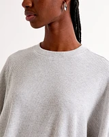Long-Sleeve Oversized Dolman Waffle Tee