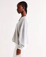 Long-Sleeve Oversized Dolman Waffle Tee