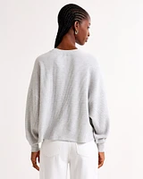 Long-Sleeve Oversized Dolman Waffle Tee