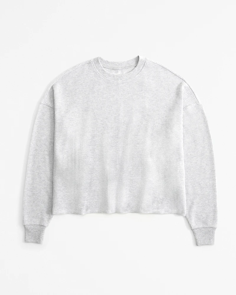 Long-Sleeve Oversized Dolman Waffle Tee