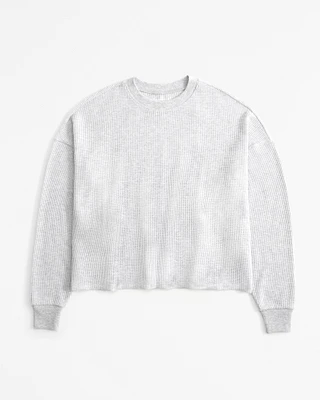 Long-Sleeve Oversized Dolman Waffle Tee