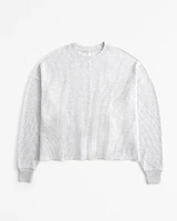 Long-Sleeve Oversized Dolman Waffle Tee