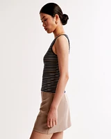 Cotton-Blend Seamless Fabric Boatneck Top