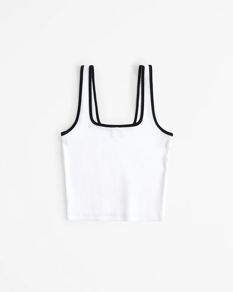 Essential Cropped Squareneck Rib Tank