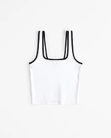 Essential Cropped Squareneck Rib Tank