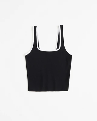 Cropped Squareneck Rib Tank