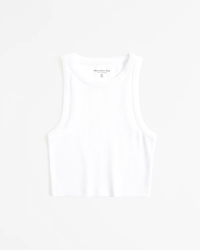 Essential Ultra Cropped High-Neck Rib Tank