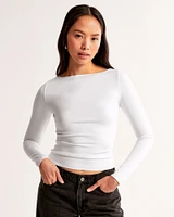 Long-Sleeve Sculpt Matte Fabric Slash Top
