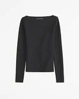 Long-Sleeve Sculpt Matte Fabric Slash Top