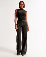 Draped Mesh Mockneck Bodysuit