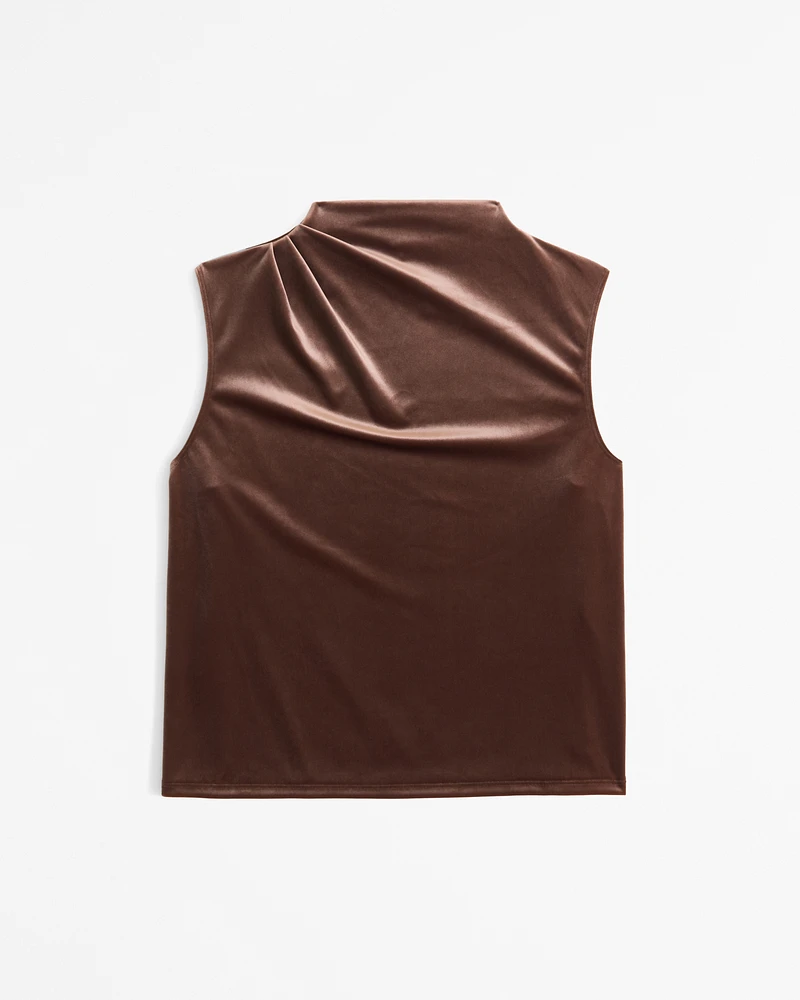 Sleeveless Grown-On Mockneck Top