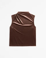 Sleeveless Grown-On Mockneck Top