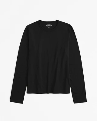 Essential Long-Sleeve Polished Body-Skimming Tee