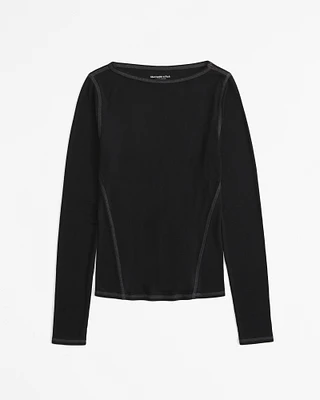 Long-Sleeve Featherweight Rib Tuckable Slash Top