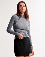 Long-Sleeve Featherweight Rib Tuckable Mockneck Top