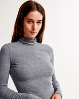 Long-Sleeve Featherweight Rib Tuckable Mockneck Top