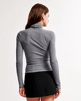 Long-Sleeve Featherweight Rib Tuckable Mockneck Top