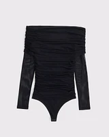 Long-Sleeve Mesh Foldover Bodysuit