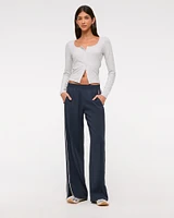 Long-Sleeve Cozy Lounge Knit Button-Through Top