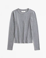 Long-Sleeve Cozy Lounge Knit Tuckable Crew Tee